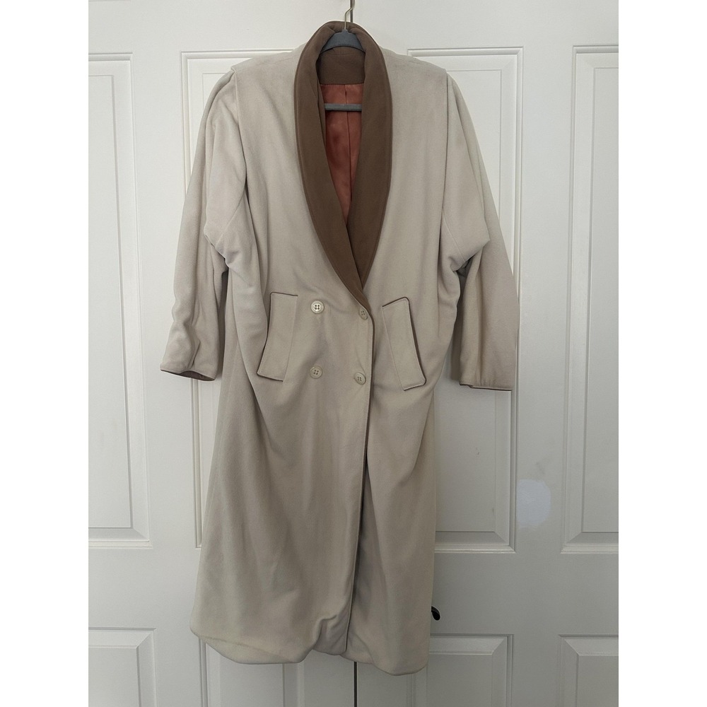 Vintage Wellington Fashions Kashmiracle Coat Womens XL Beige Shawl Collar Long